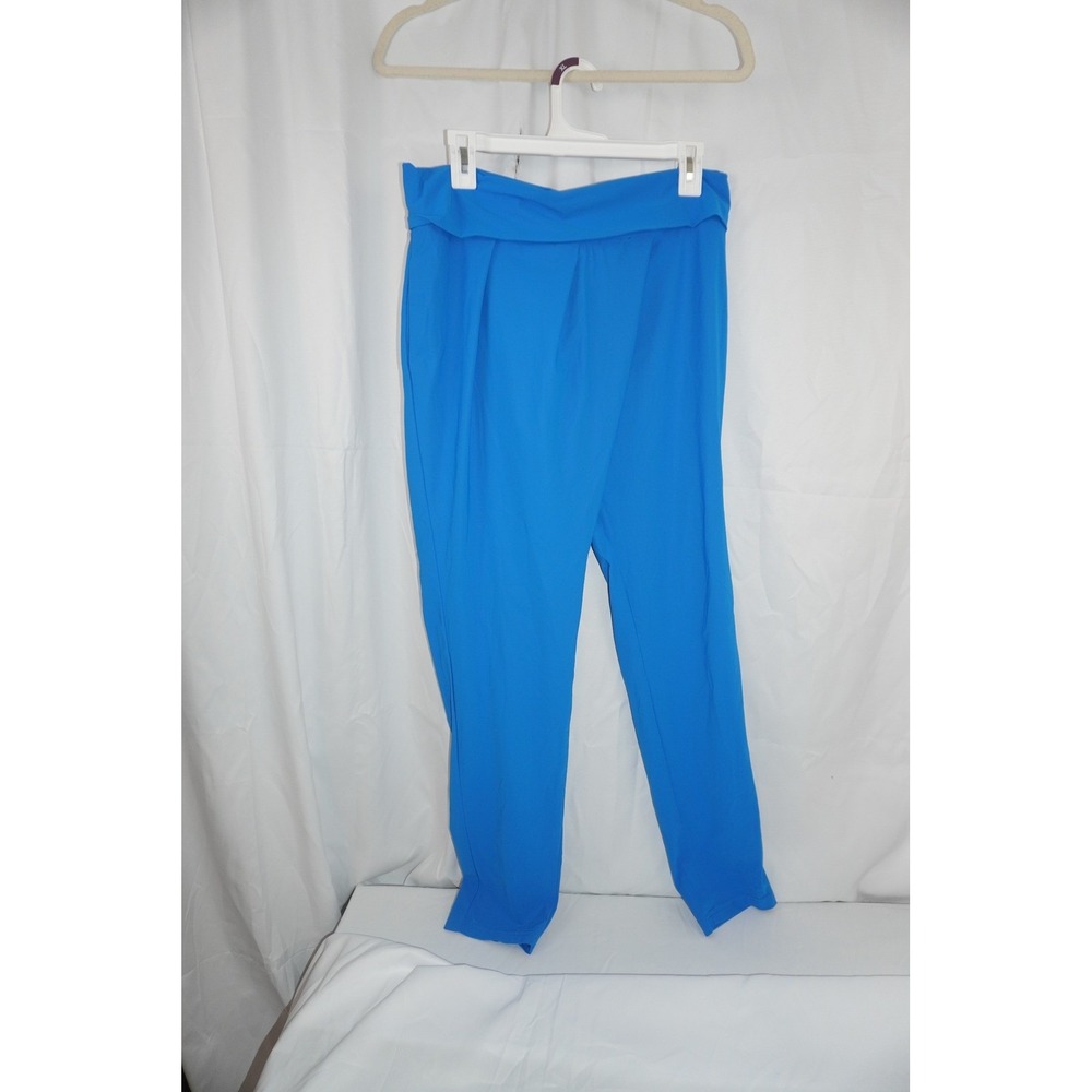 Raffaello Rossi Blue High Waisted Wrap Tapered Trousers Fold Over Waistband M